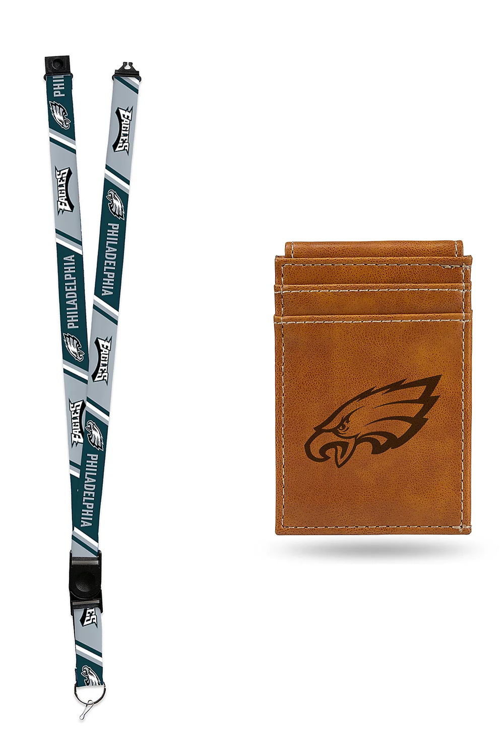 Officially Licensed NFL Front Pocket Wallet & Lanyard Eagles