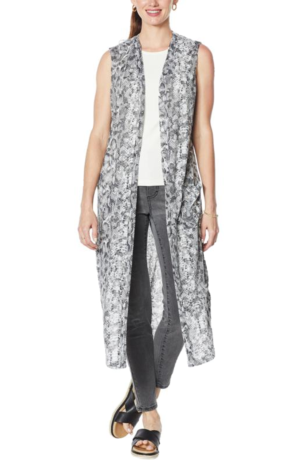 G by Giuliana Sleeveless Duster Black Snake Jender