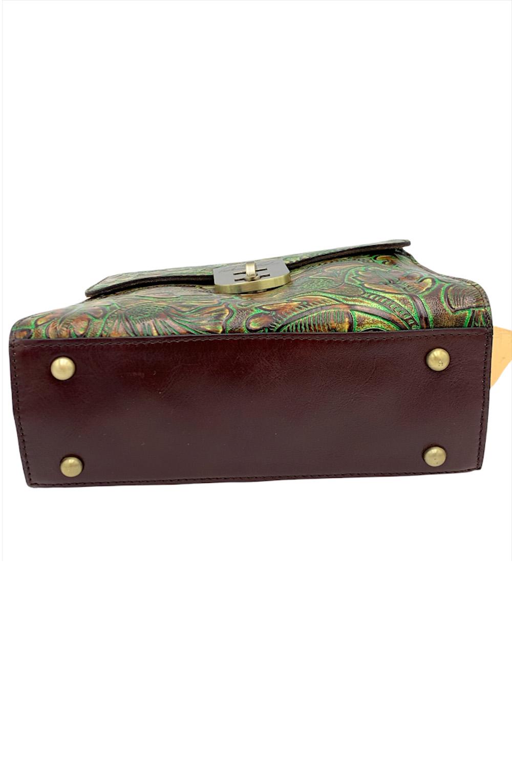 Patricia Nash Leather Chauny Top Handle Satchel Yellow Green Jender