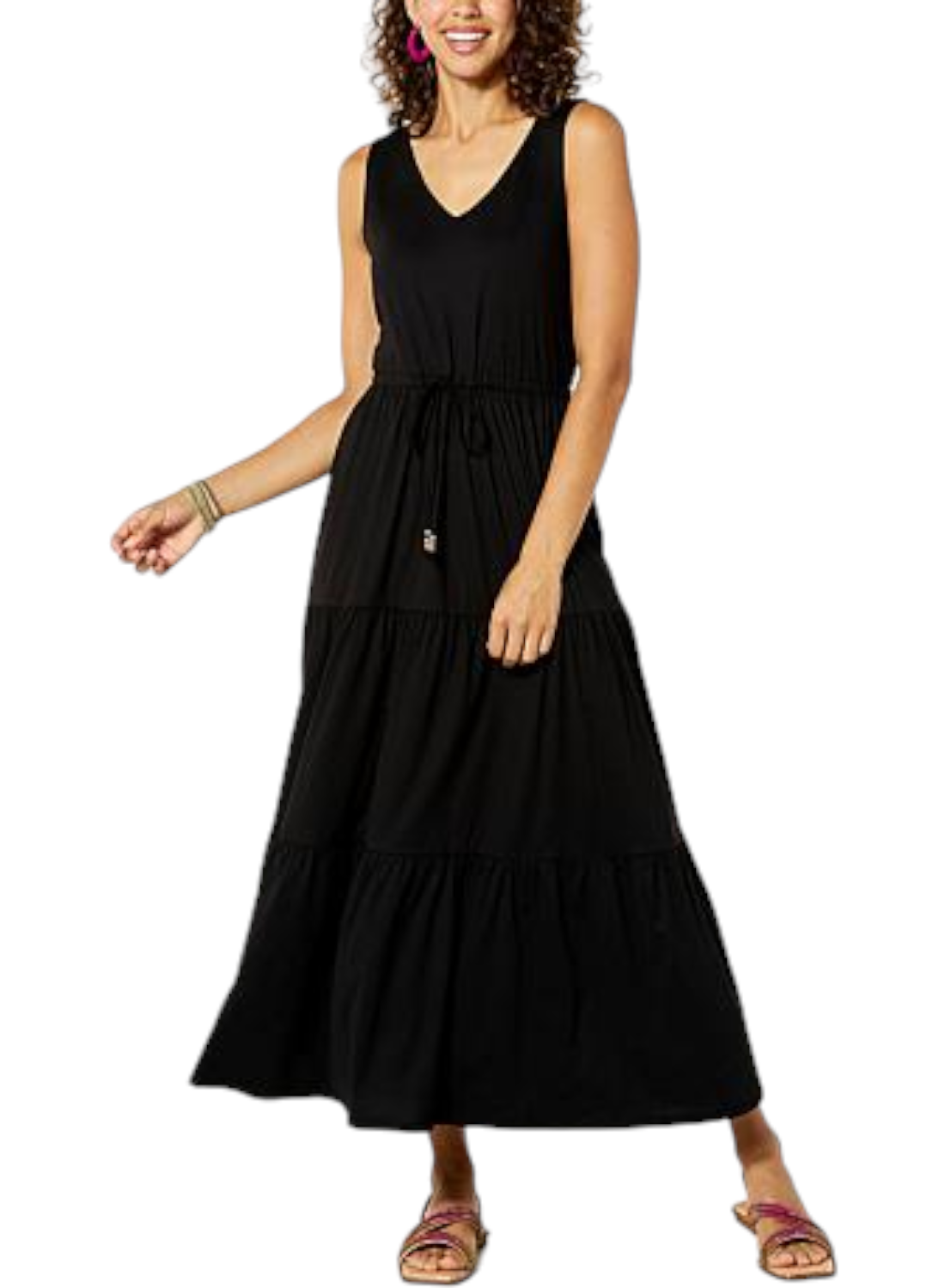 C Wonder by Christian Siriano Tiered Maxi Dress Black | Jender