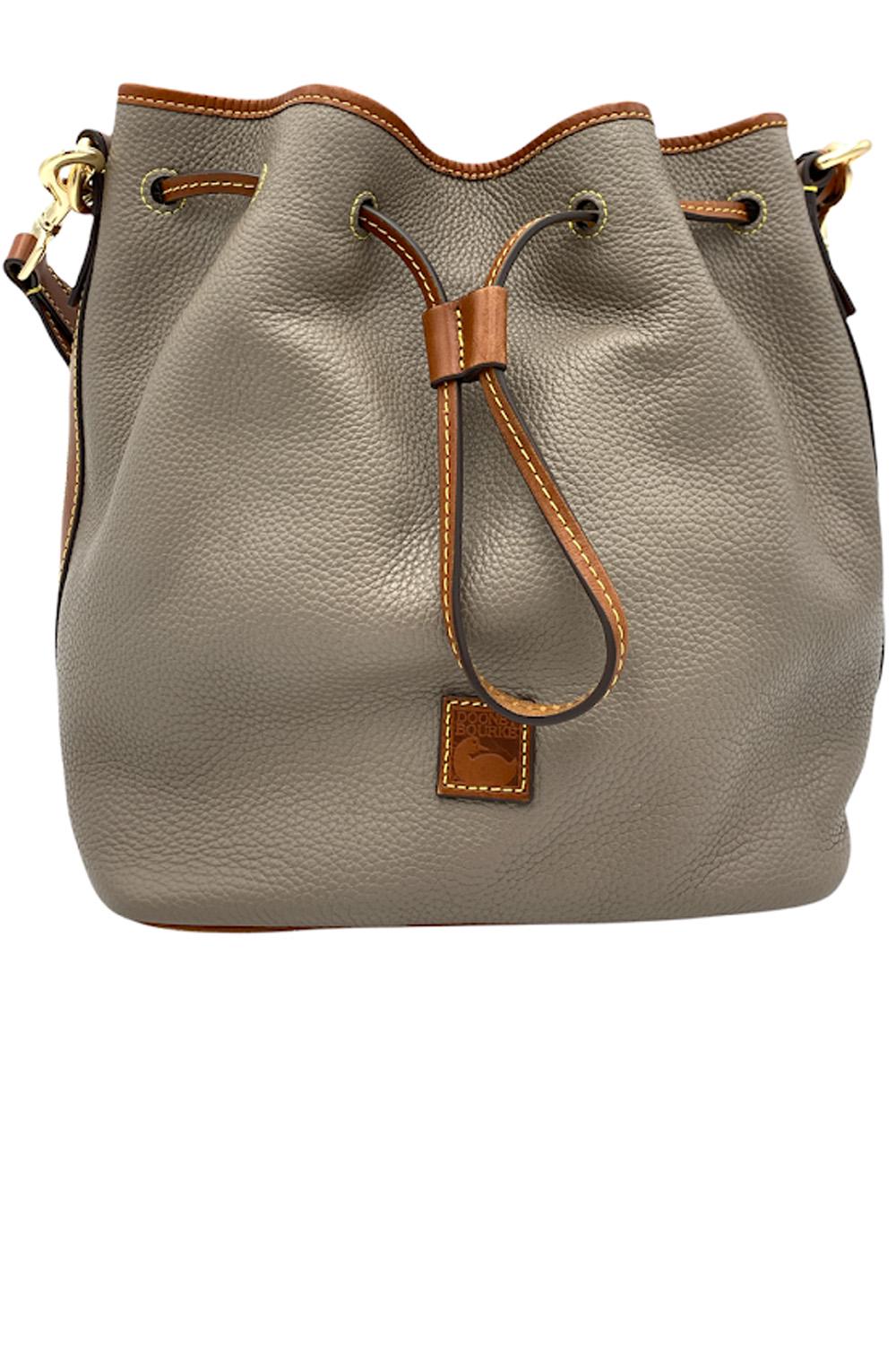 Dooney & Bourke Pebble Leather Kendall Drawstring Bag Light Taupe