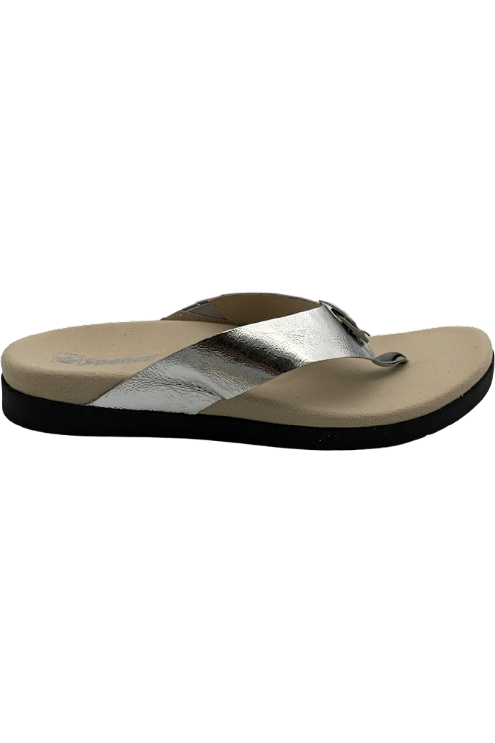 Spenco Orthotic Leather Thong Sandals Coronado Silver Jender