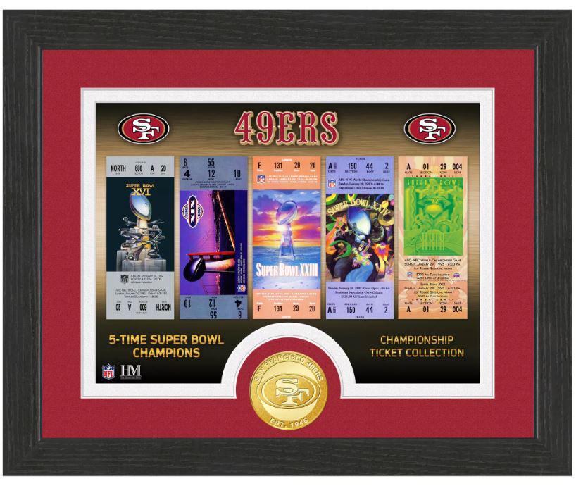 San Francisco 49ers Super Bowl Ticket Collection Wall Frame