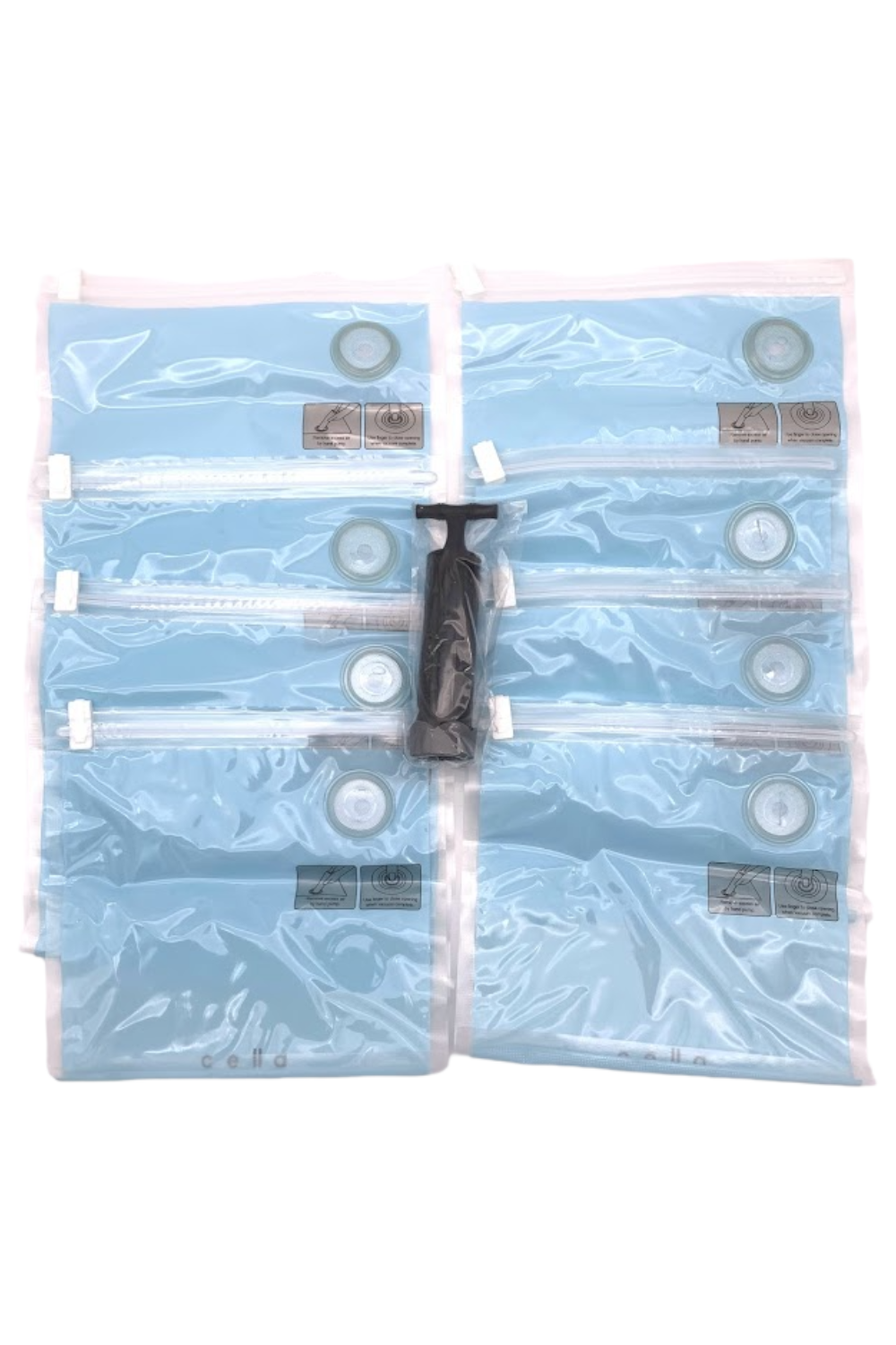 c e ll a 8-pc Reusable Vacuum Seal Antimicrobial Storage Bags