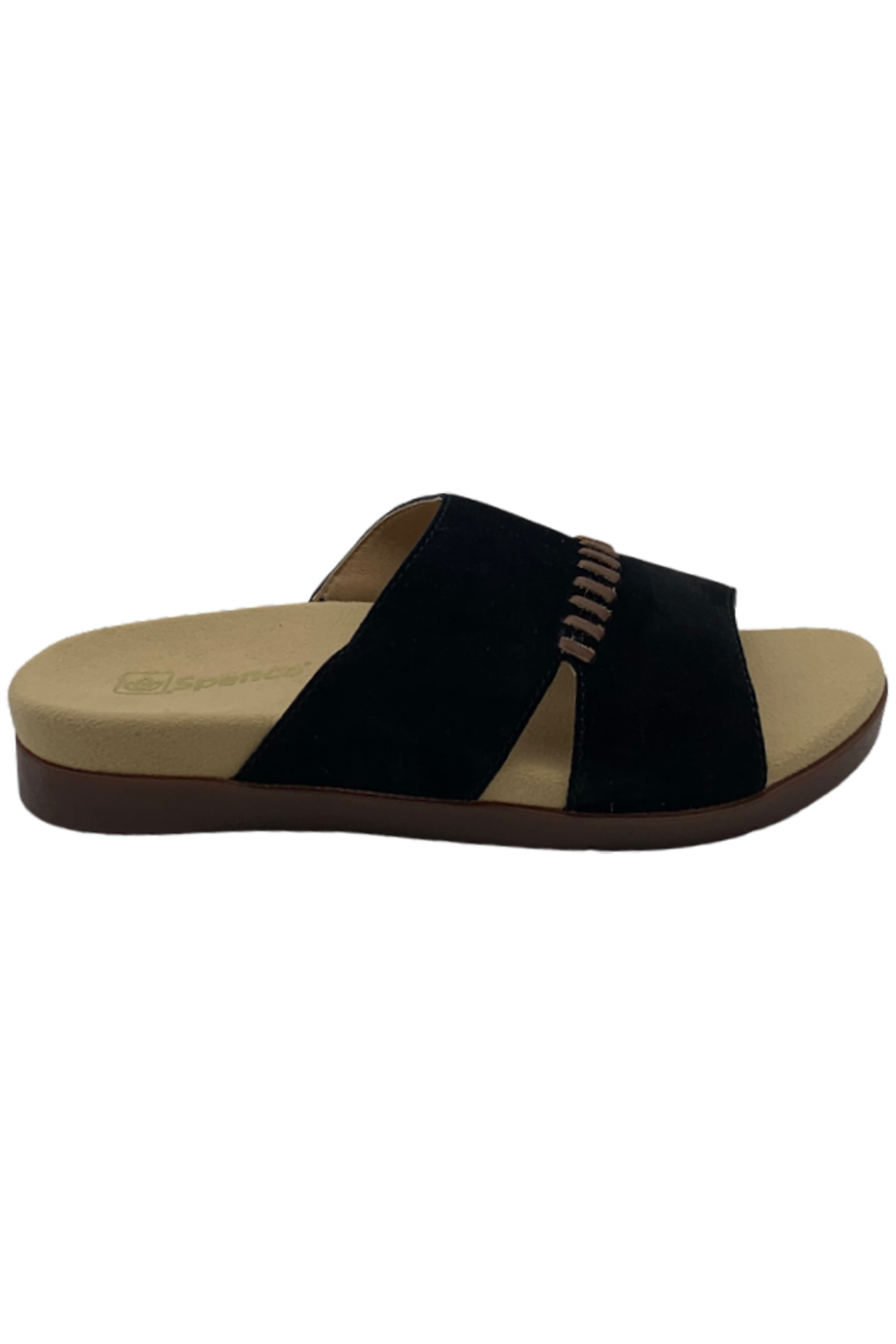 Spenco Orthotic Leather Slide Sandals Twilight Woven Black | Jender