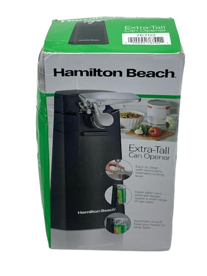 Hamilton Beach Electric Automatic Can Opener with Easy-Clean Detachable  Cutting Lever, Cord Storage, Knife Sharpener, Black (76702)