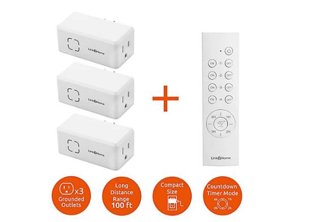 BLACK+DECKER Wireless Remote-Control Outlet Timers, Pack of 2 Grounded  Outlets, 1 Remote