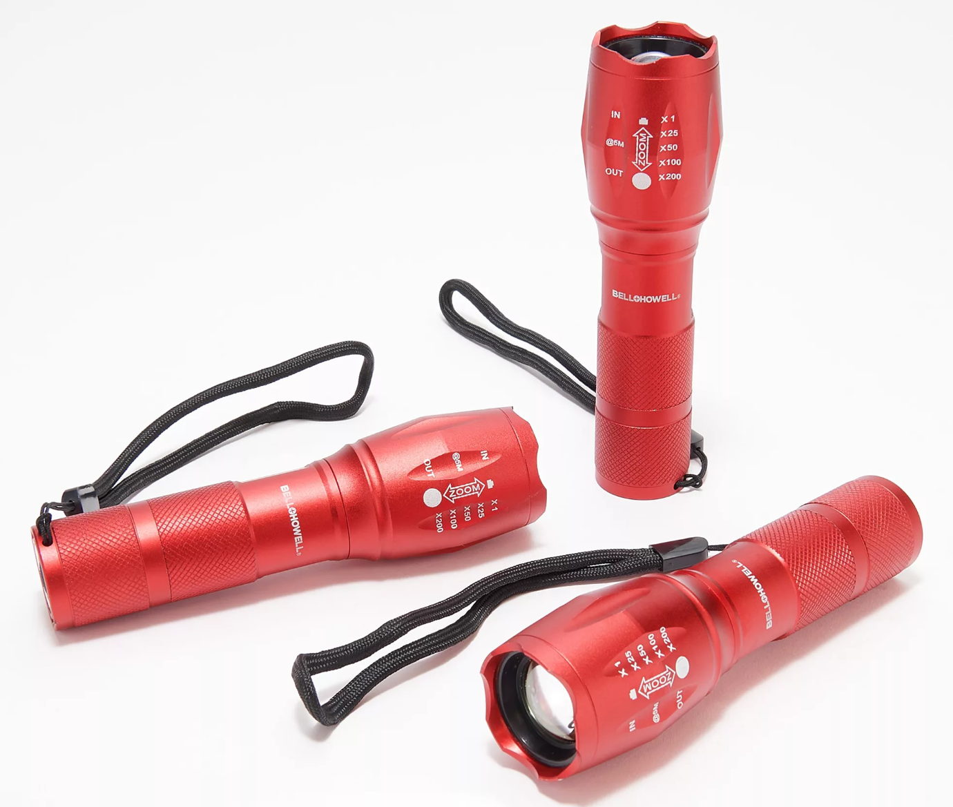 Bell + Howell Taclight High-Powered Tactical Flashlight with 5 Modes & Zoom Function - Red