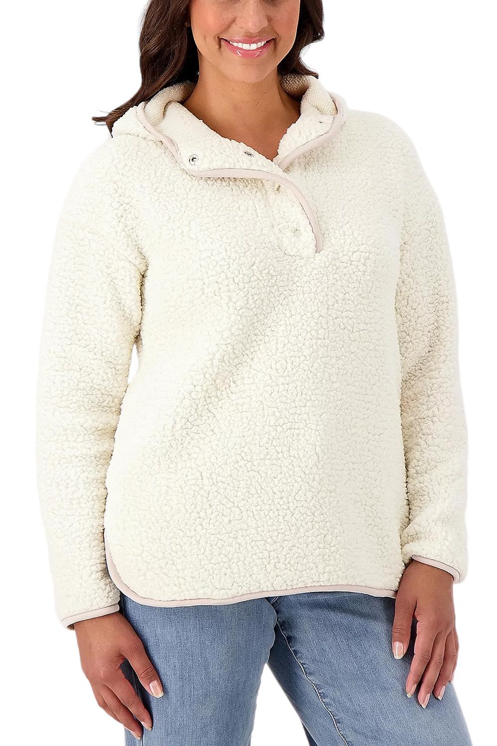 Cuddl Duds Cloud Fleece Hoodie Pullover Swiss Cream | Jender