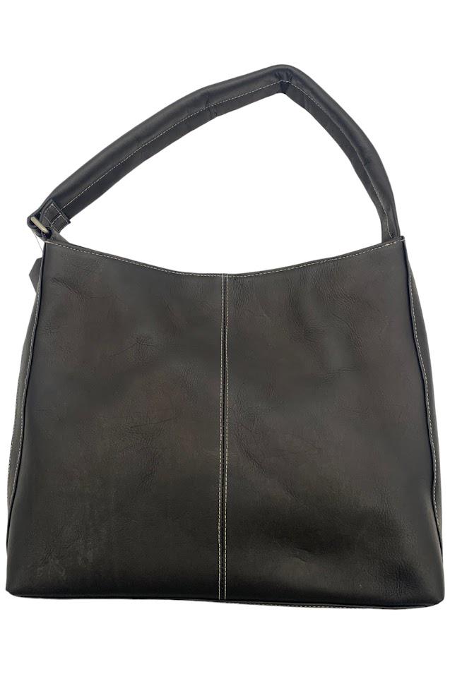 Le Donne Leather Shoulder Tote with Side Zip Pocket Cafe