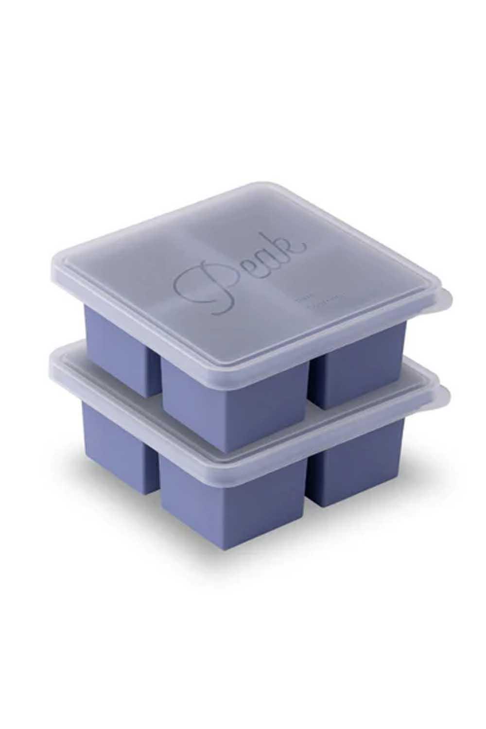 W&P Set of 2 4-Cube Silicone Cup Cube Freezer Trays w/ Lids 