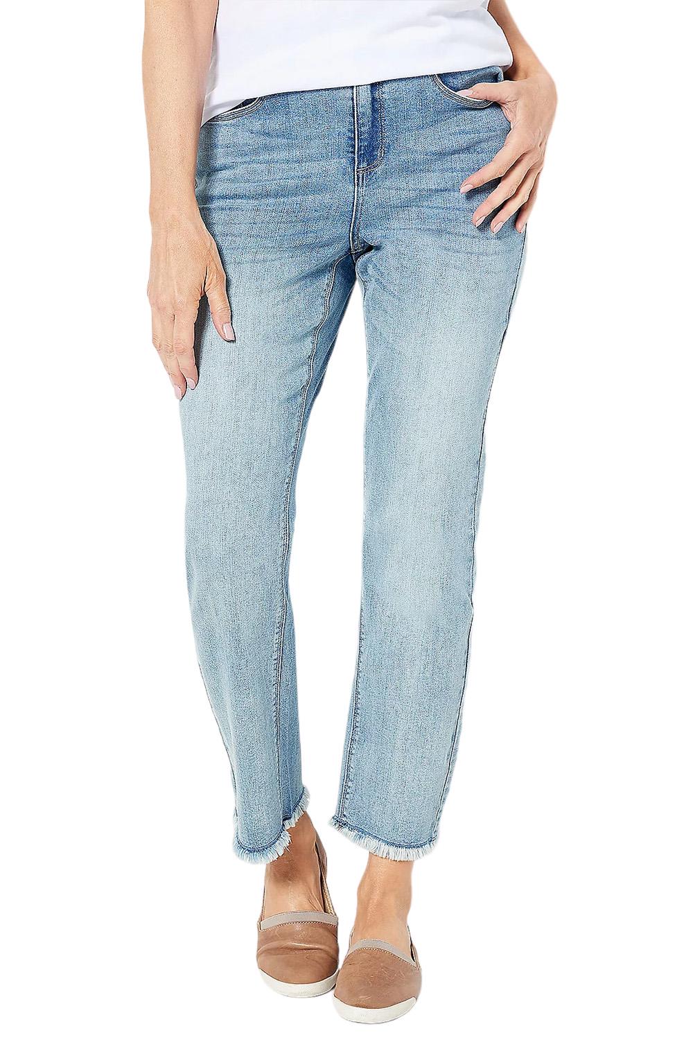 Susan Graver Regular Wide Leg Crop Jean with Frayed Hem