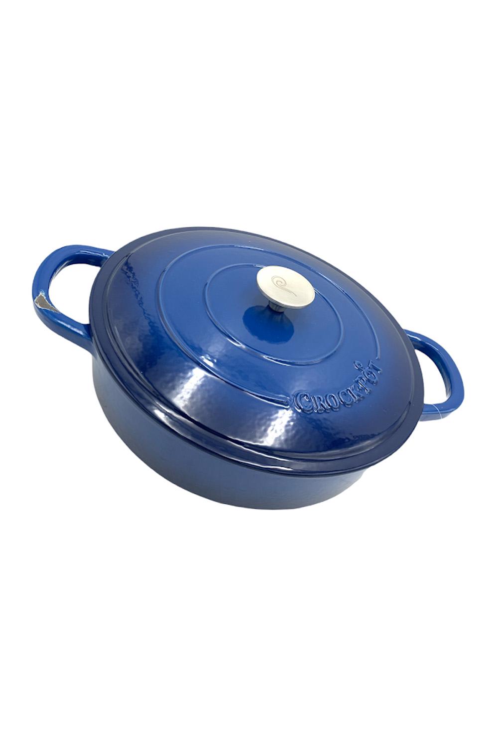 Crock-Pot Artisan 3 Quart Enameled Cast Iron Dutch Oven with Lid in Aqua  Blue in the Cooking Pots department at