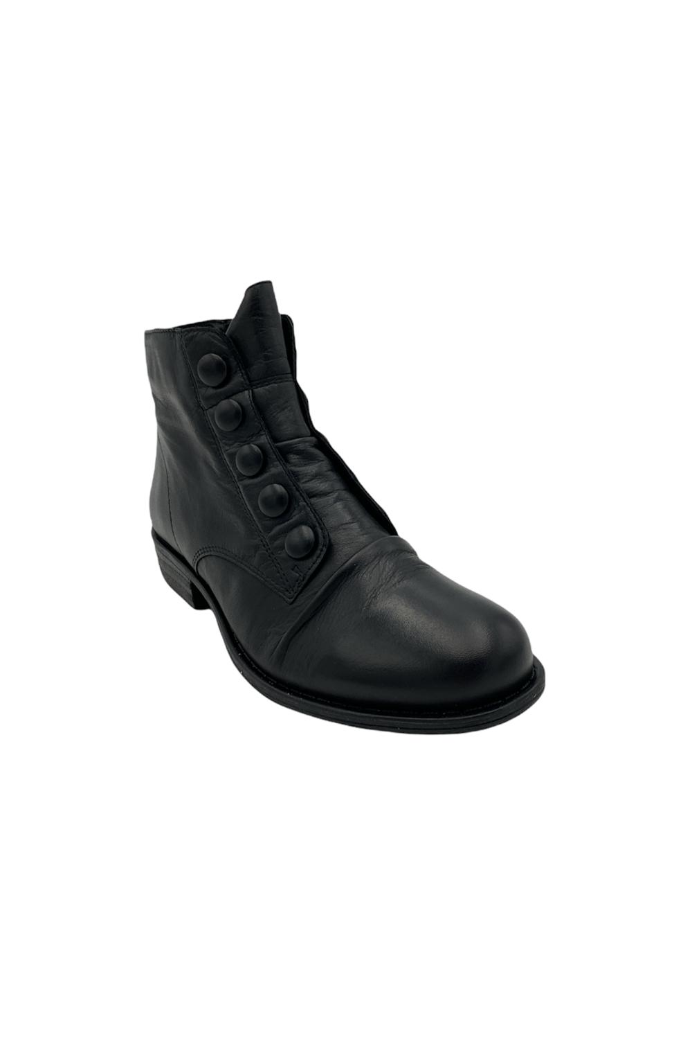  Miz Mooz Louise Ankle Boots for Women - Ladies Handcrafted  Leather Booties - Short & Low Cut w/Zipper & 1 Heel (Black - 6)