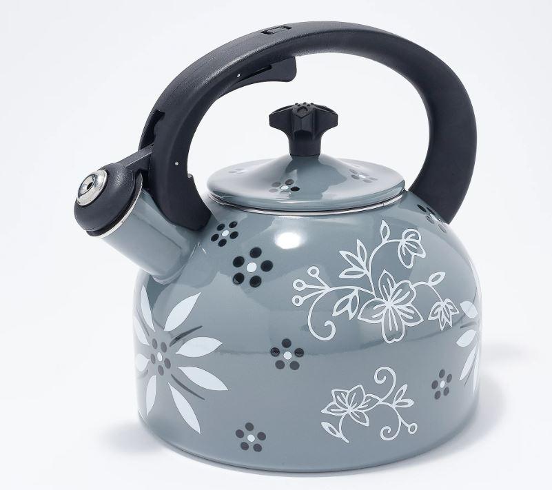 Temp-tations 2.3-qt Enamel on Steel Holiday Tea Kettle 