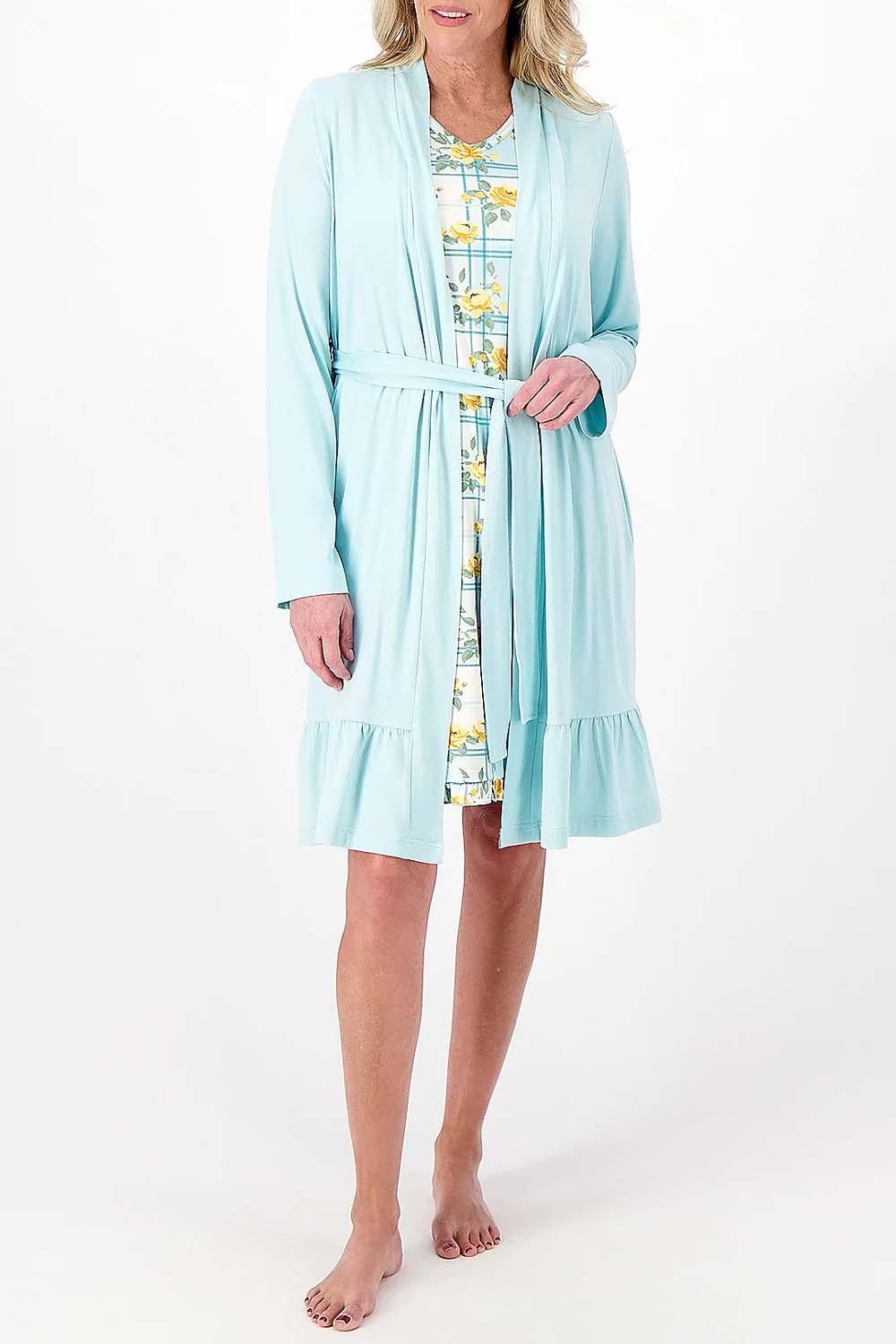 Berkshire Homewear Silky Smooth Wrap Robe&Sleep Dress LtBlue/FloralPl Jender
