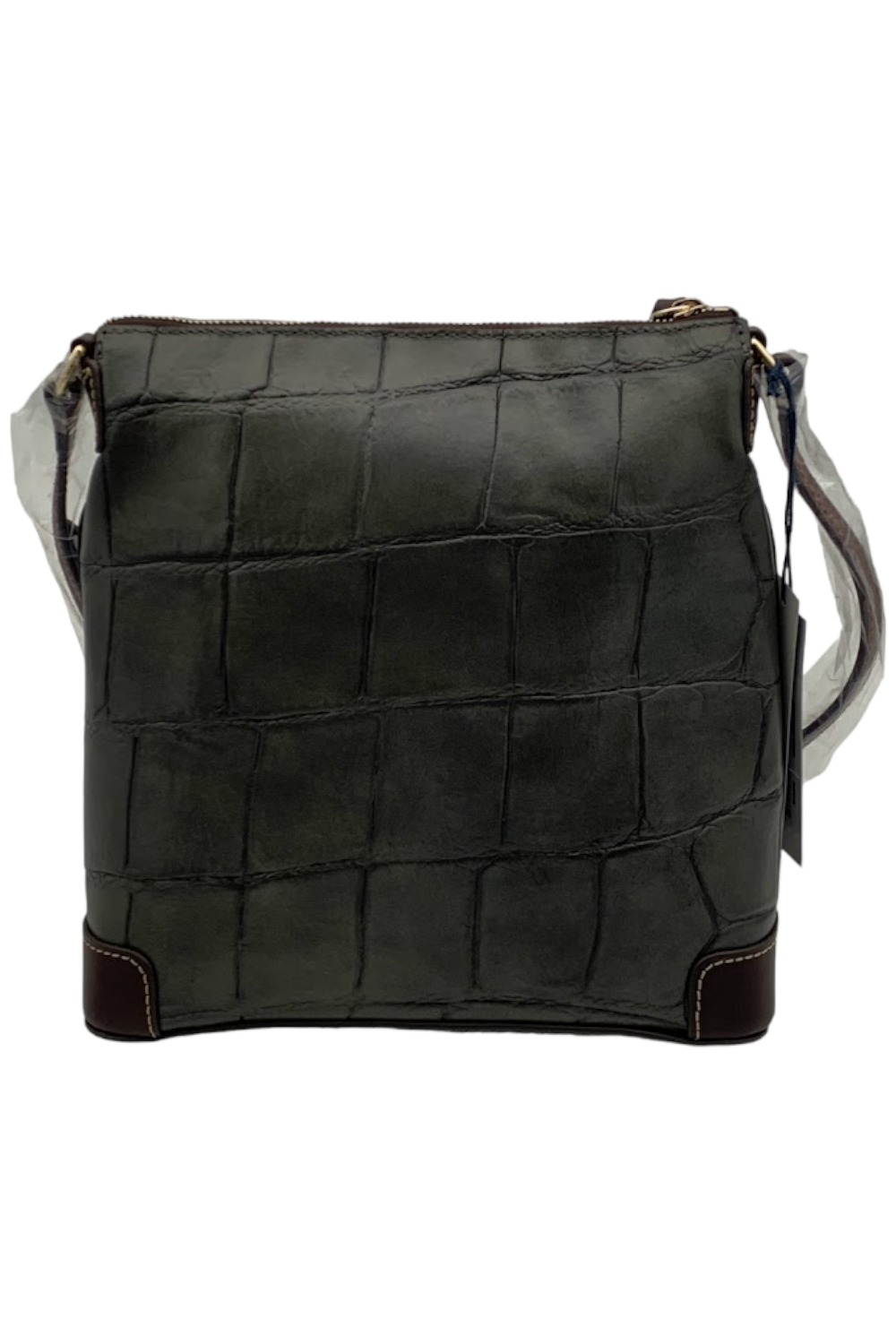 thacker Nikki Snakeskin Embossed Leather Crossbody Bag in Gray