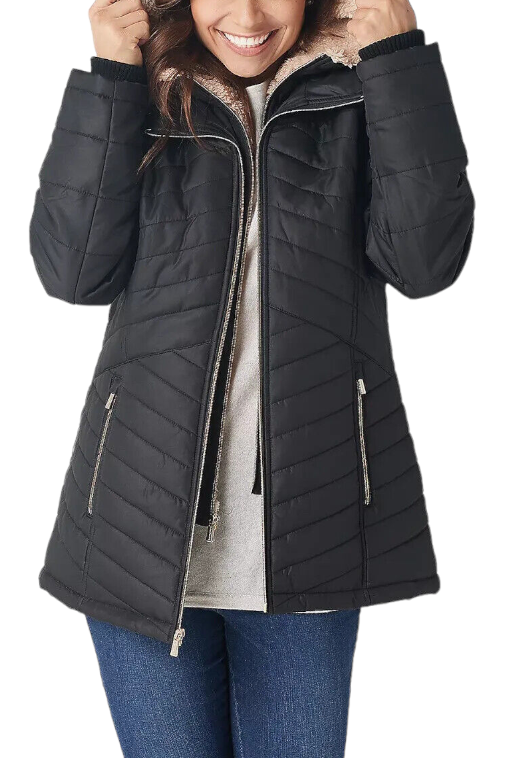 Susan Graver Water Resistant Quilted Puffer Jacket with Hood 