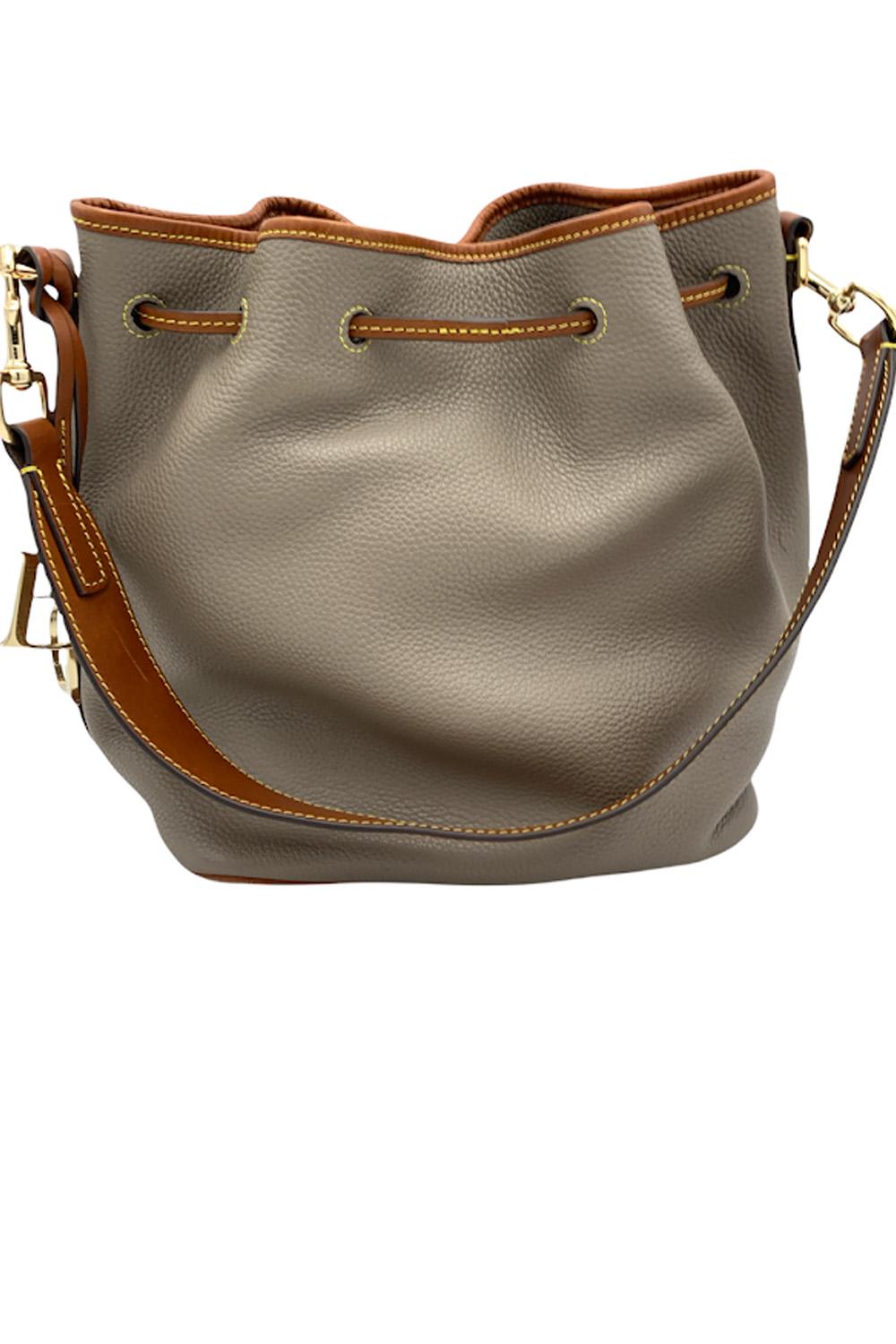 Dooney & Bourke Pebble Leather Kendall Drawstring Bag Light Taupe