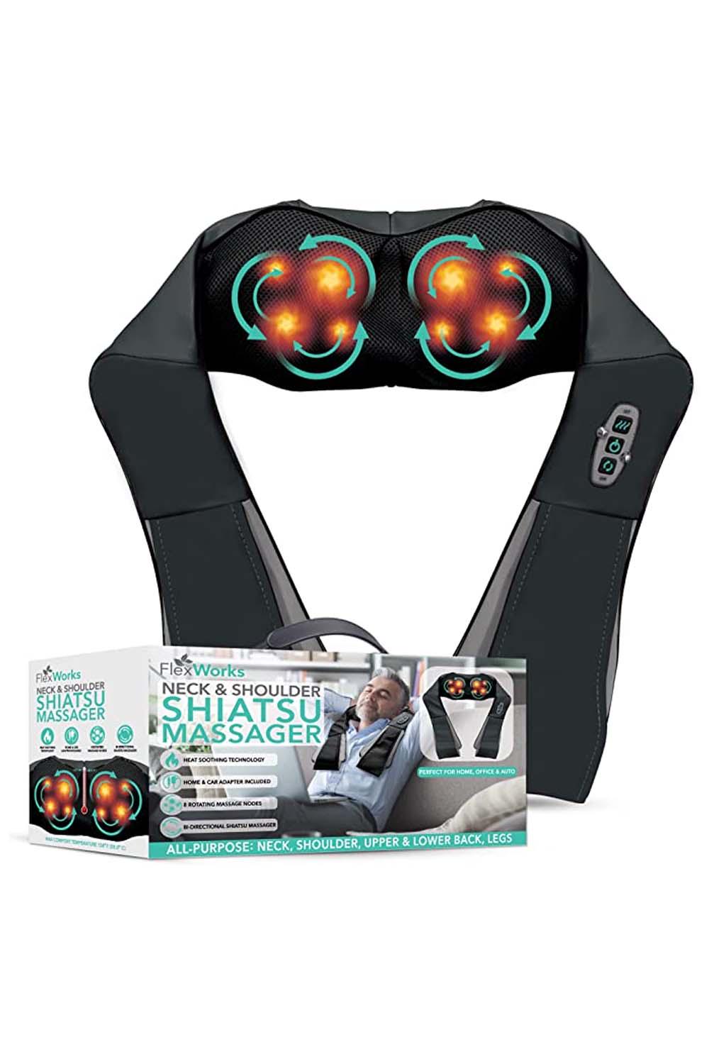 Battery Charge Shiatsu Neck Shoulder Back Massager with Heat and