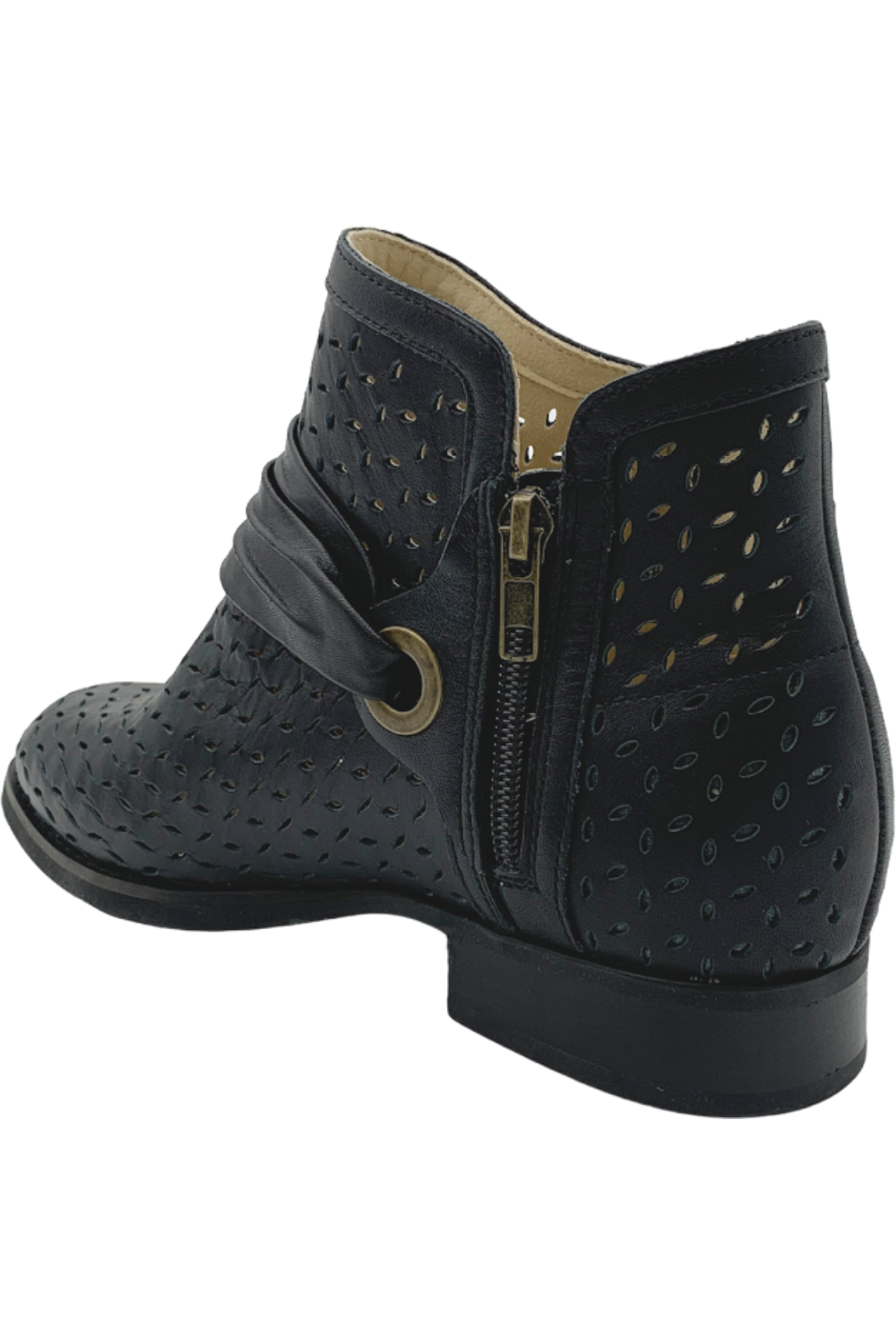 Spenco Orthotic Perforated Leather Boots Priscilla Black Leather | Jender