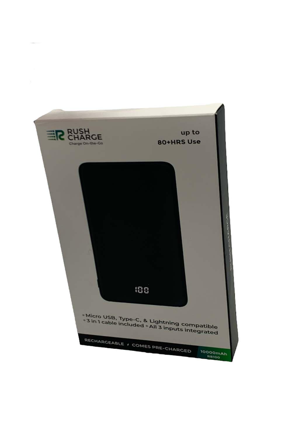 Rush Charge RB100 емкостью 10 000 мАч для Micro USB, Type-C, совместимый с iPhone