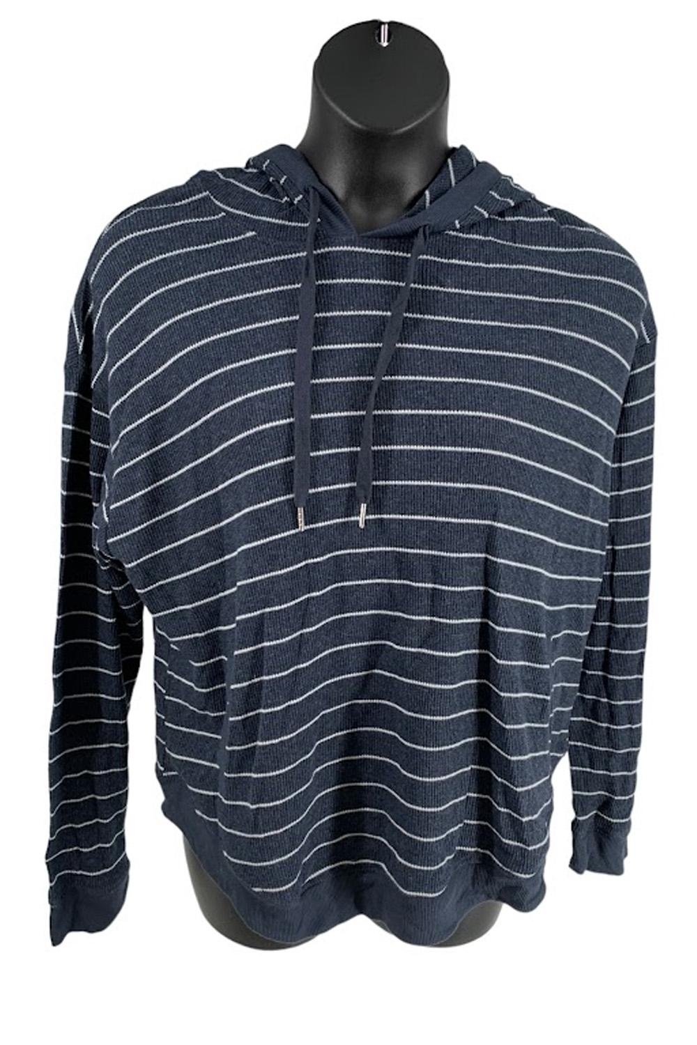 Washed Cotton French Terry Zip Hoodie - Mocha Black Stripes