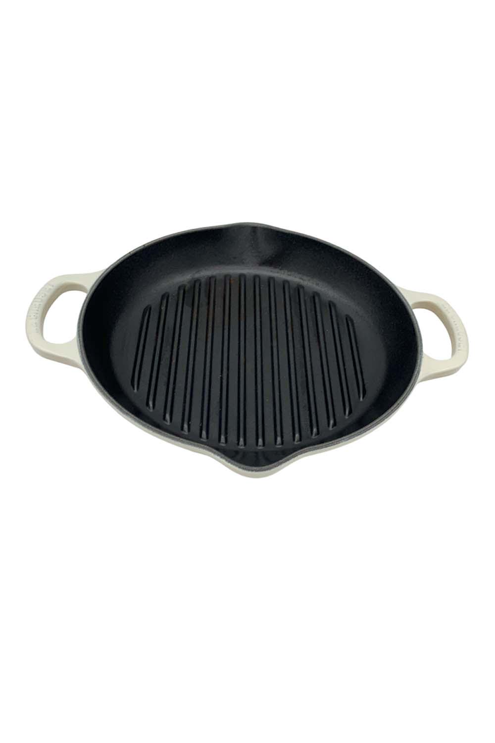 Le Creuset Enameled Cast Iron Signature Deep Round Grill, 9.75, Meringue