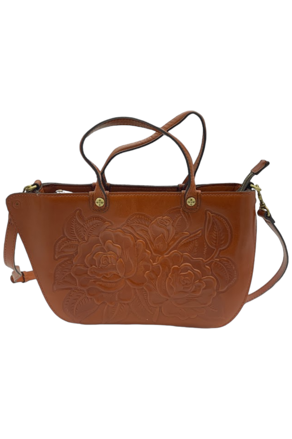 Patricia Nash Leather Fairford Satchel with Crossbody Cinnamon B | Jender