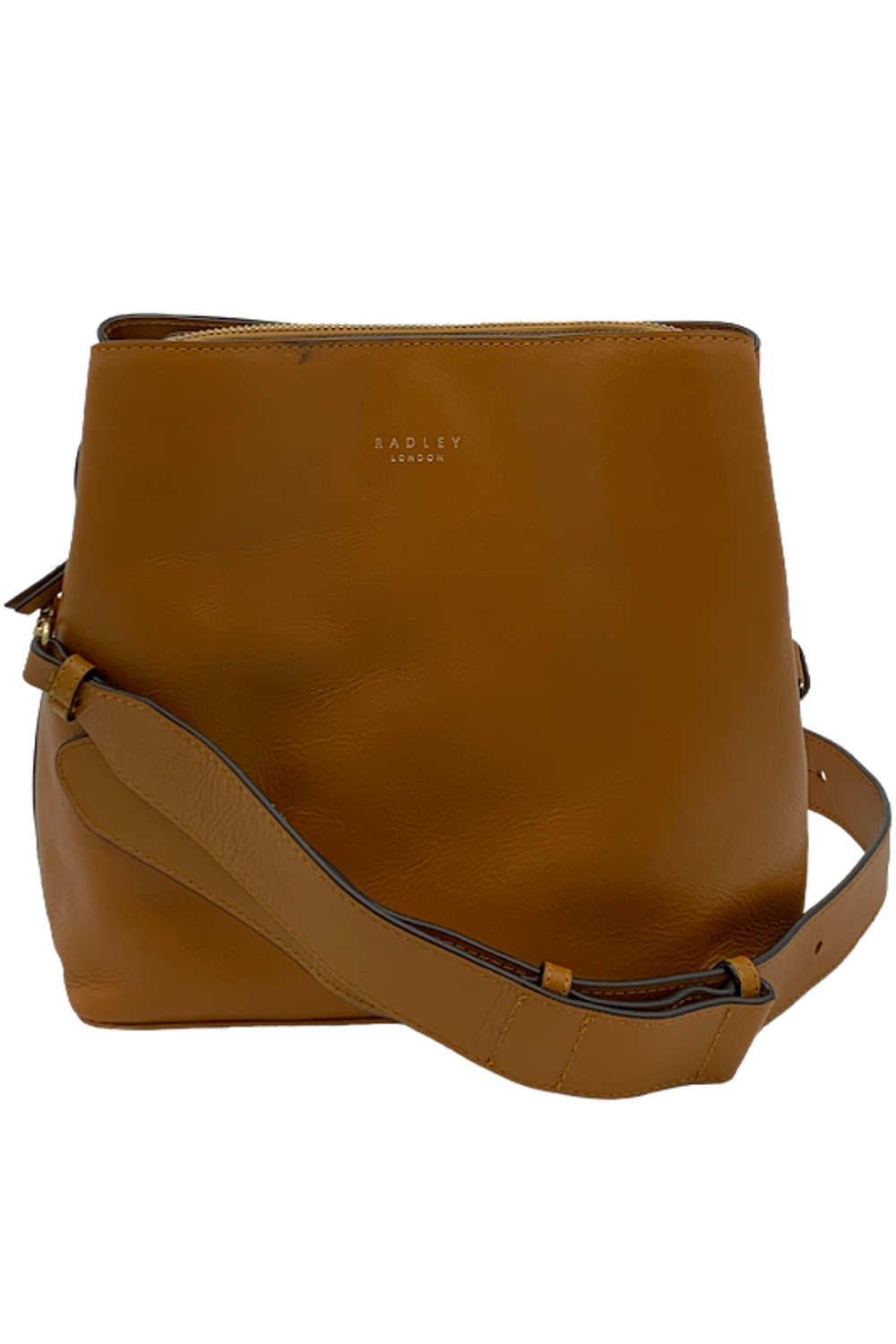 Radley Dukes Place Leather Medium Cross Body Bag. Amber