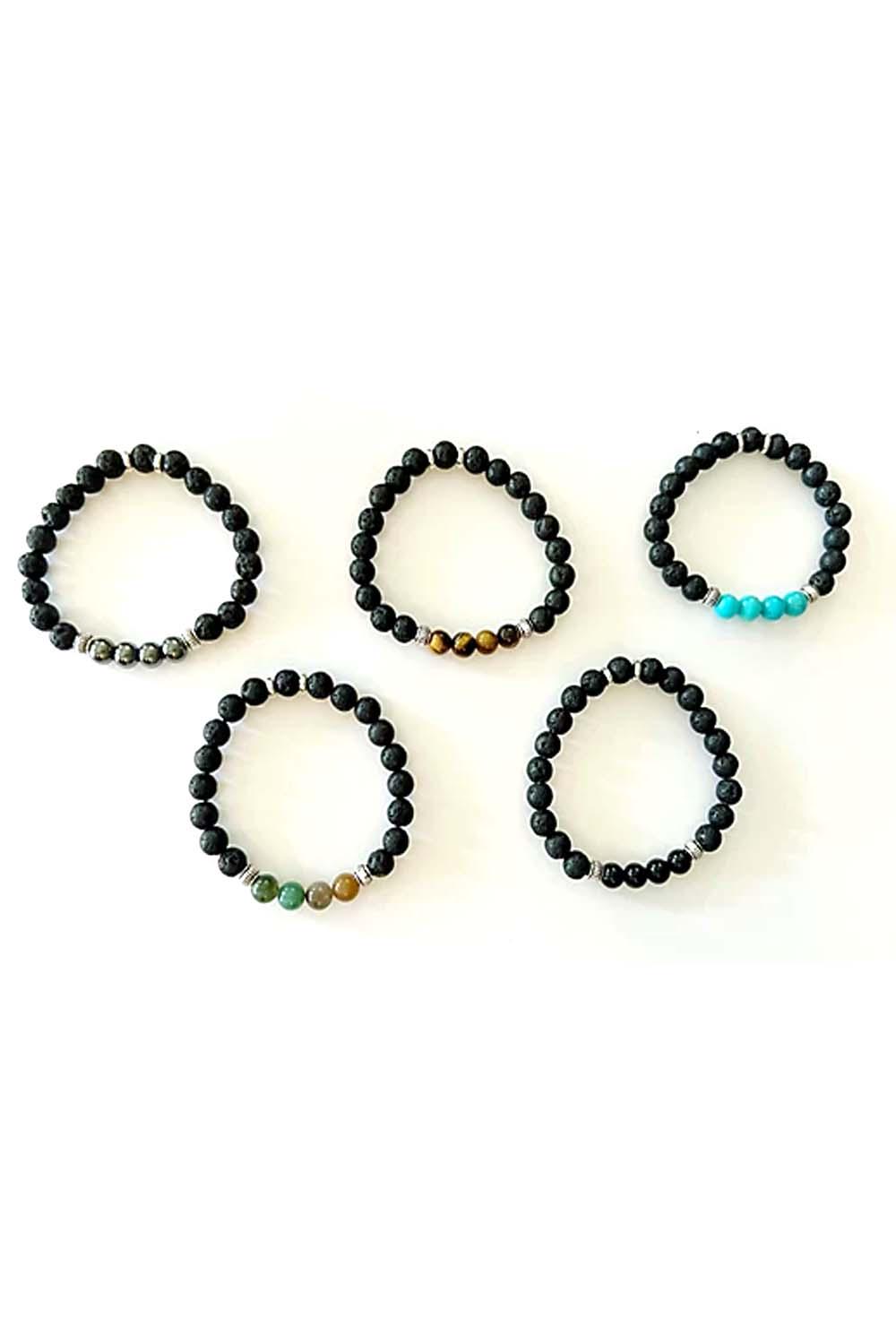 As Is S/4 Lava Bracelets w/ Gemstones & Inspiration Charm in Bag 