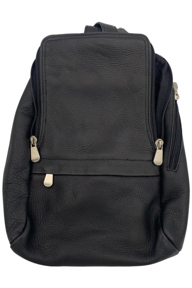 LeDonne Leather Convertible Backpack/Shoulder Bag - Black