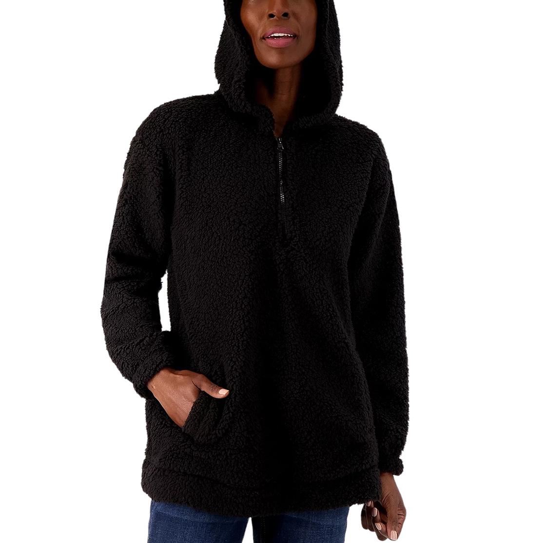 Koolaburra by UGG Brushed Back Sherpa Hoodie Pullover Black Jender
