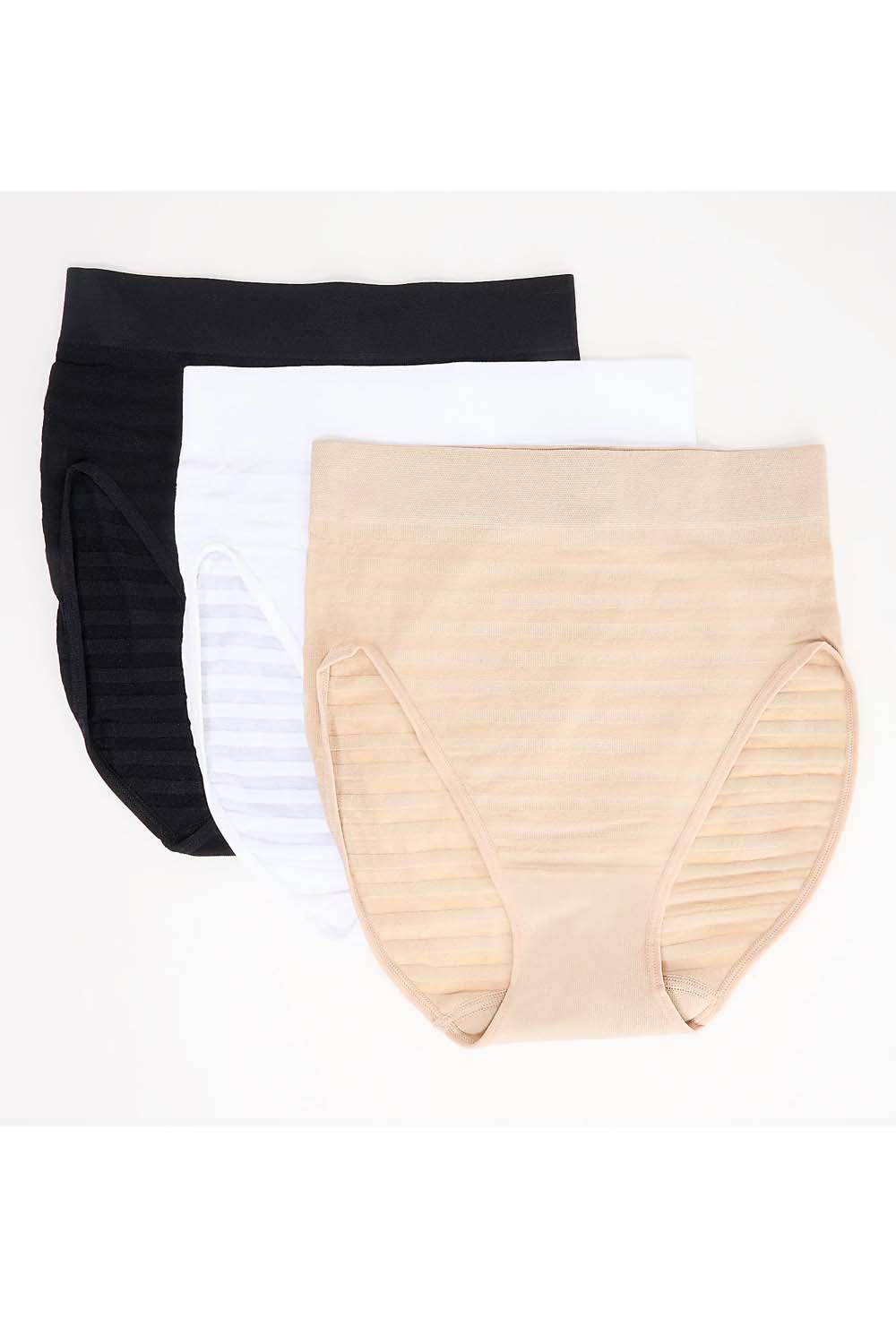 Breezies 3-Pack Seamless Shadow Stripe High-Cut Briefs Basic