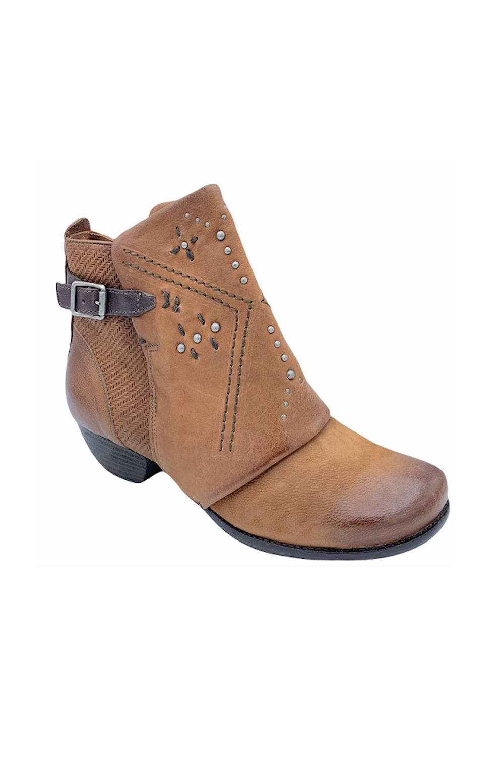 Miz Mooz Leather Whip Stitch Ankle Boots -Lynda, Size EU 40(US 9-9.5), Brandy