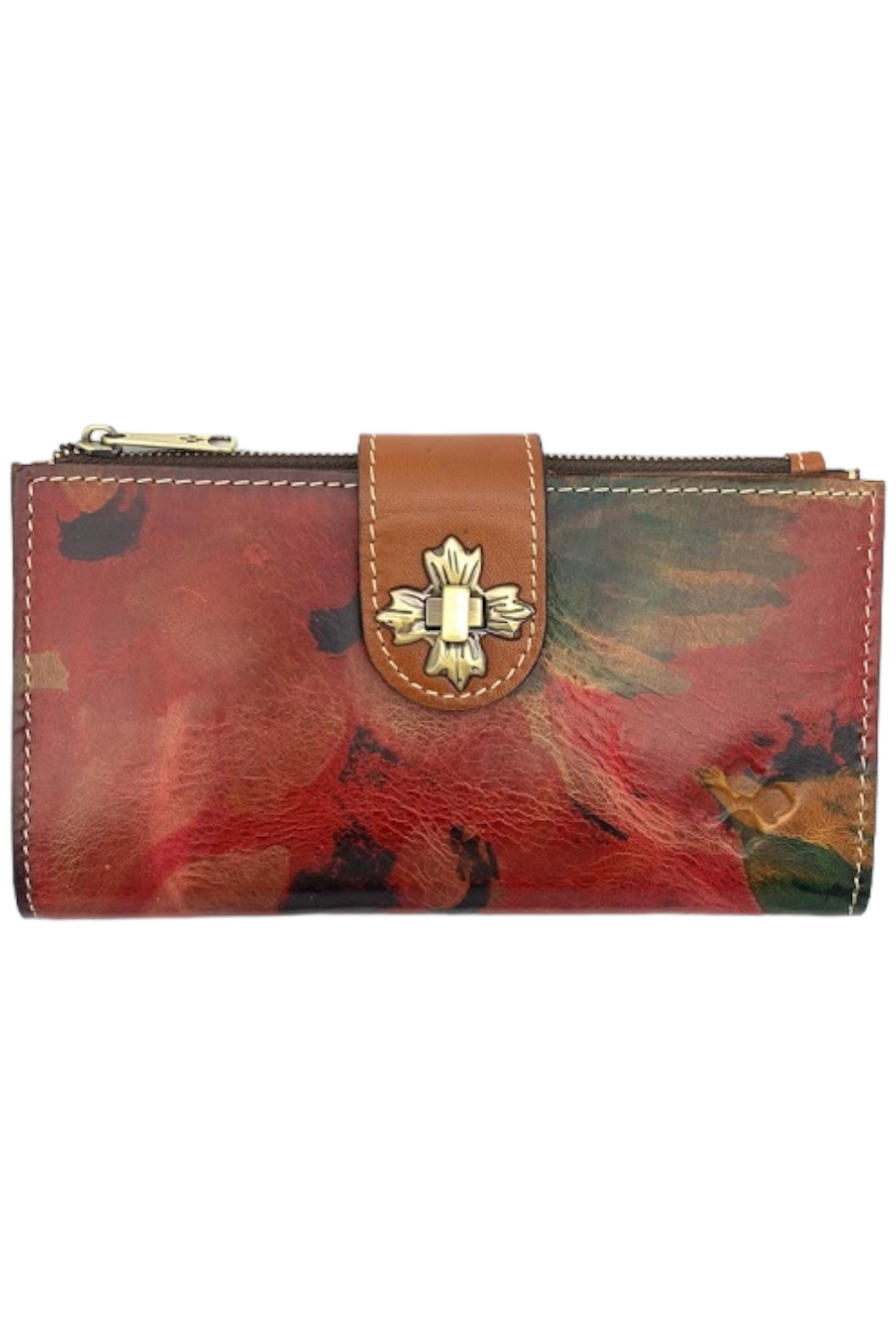 Patricia Nash Leather Marene Floret Twist Lock Wallet Spring Multi