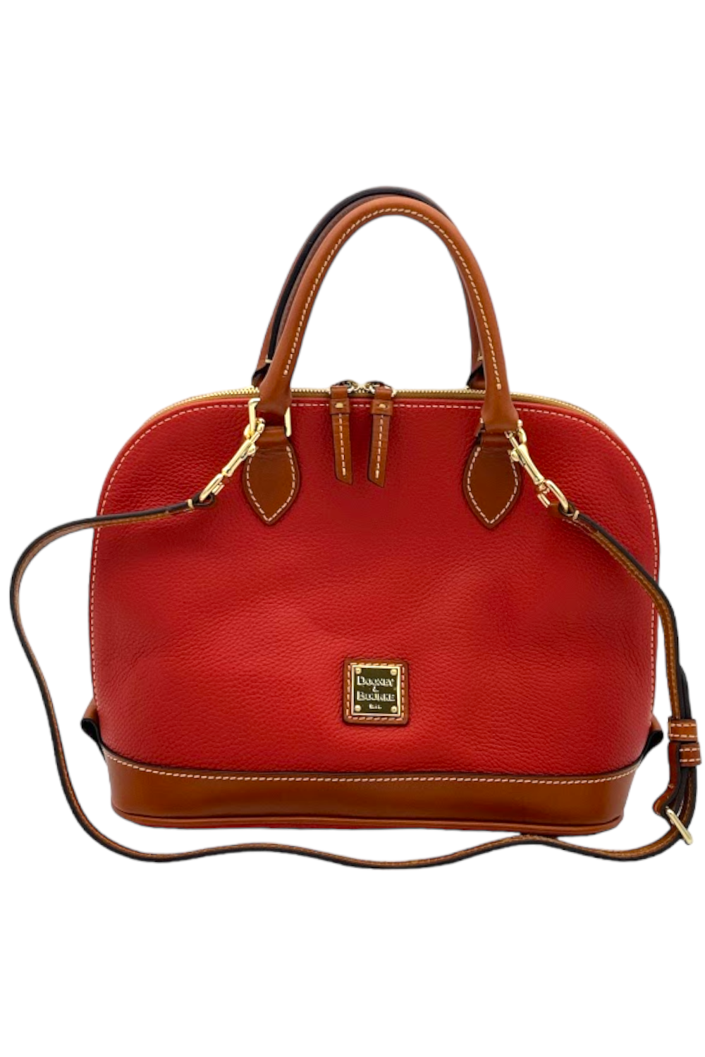 Dooney Bourke Pebble Grain Zip Zip Satchel Red