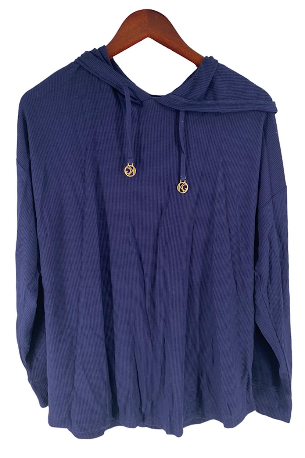 Belle by Kim Gravel Silky Waffle Logo Hoodie with Smile Hem Twilight