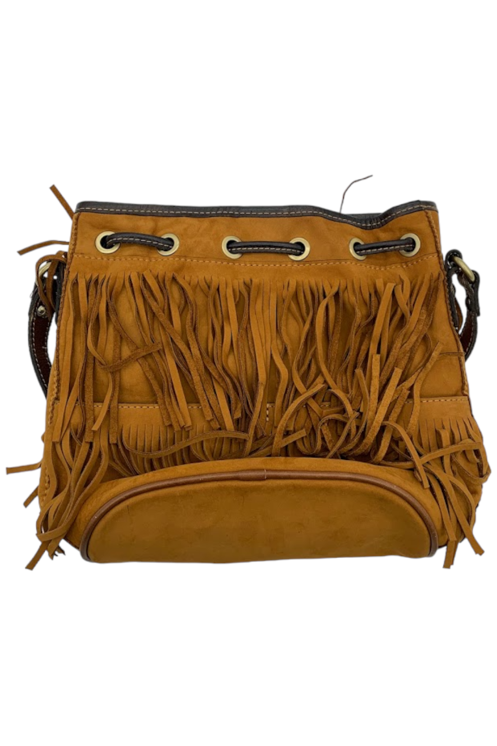 Patricia Nash Nubuck Fringe Bronte Bucket Bag Cognac Jender