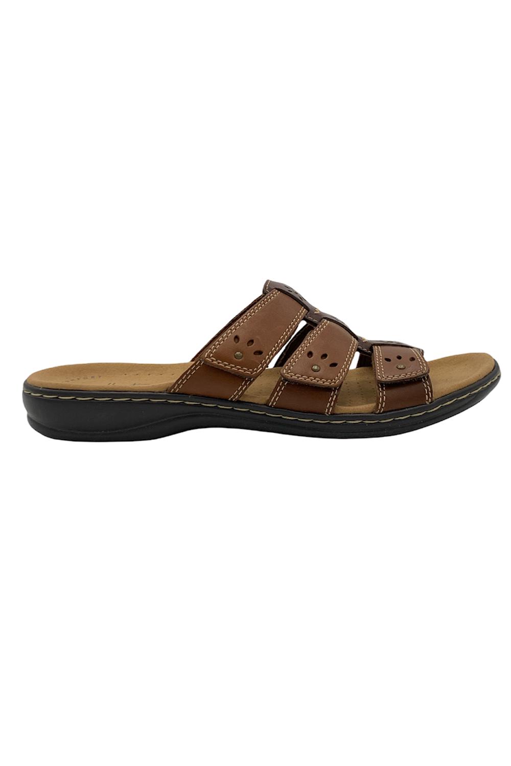 Clarks Collection Black Sole Slide Sandals Leisa Spring Brown Multi ...