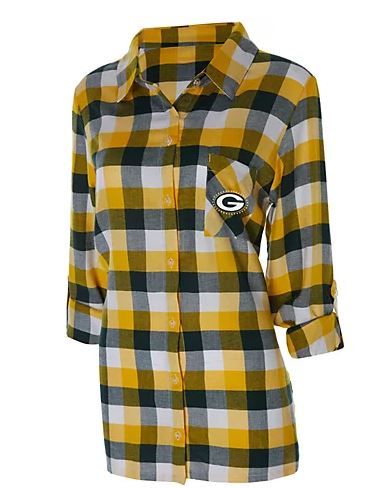 NFL Women's Breakout Flannel Tunic Shirt Packers