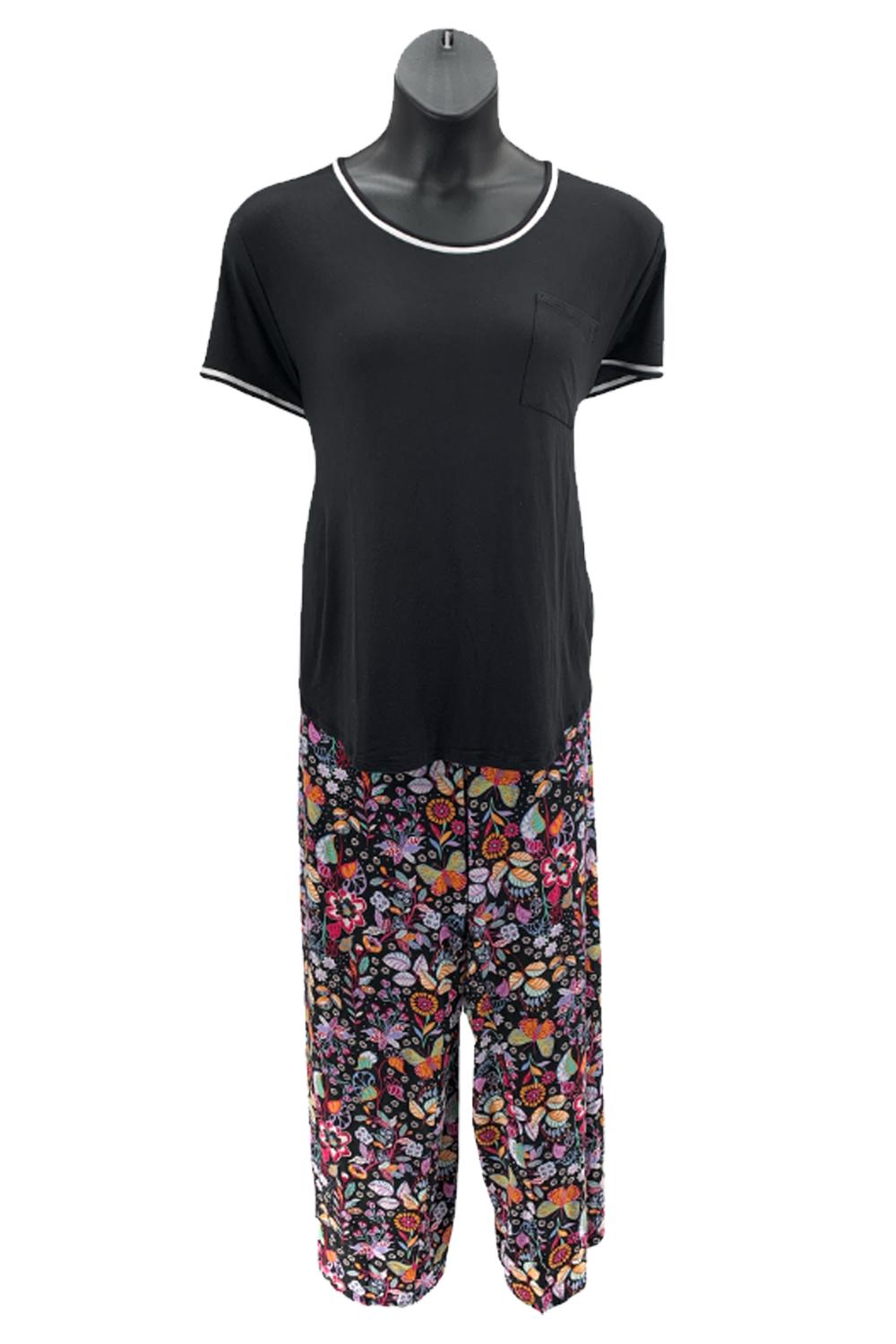 Ombre Feather Cropped Shirt & Pants Pajama Set