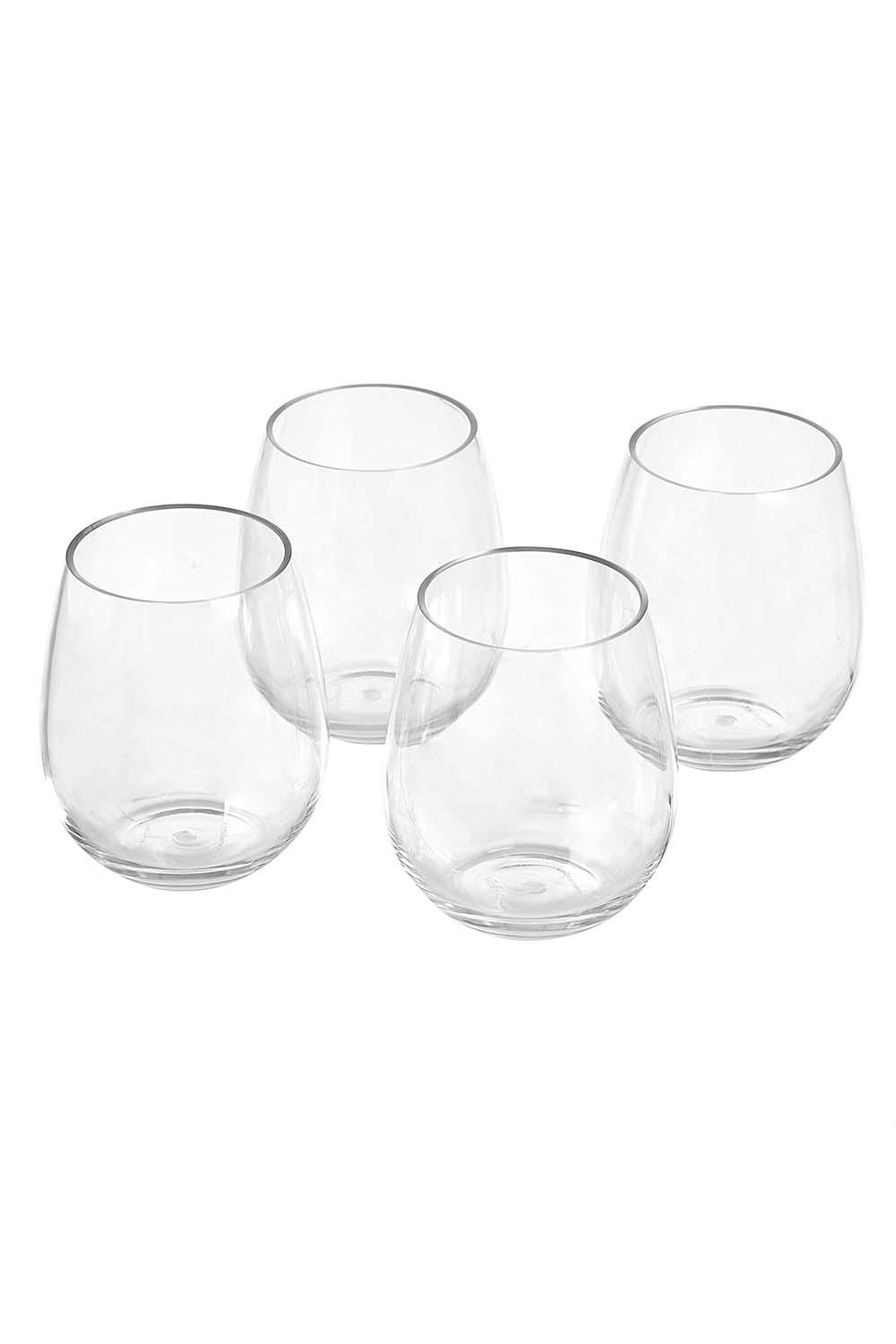 Basics Stemless Wine Glasses, 15 oz, Set of 4, Clear