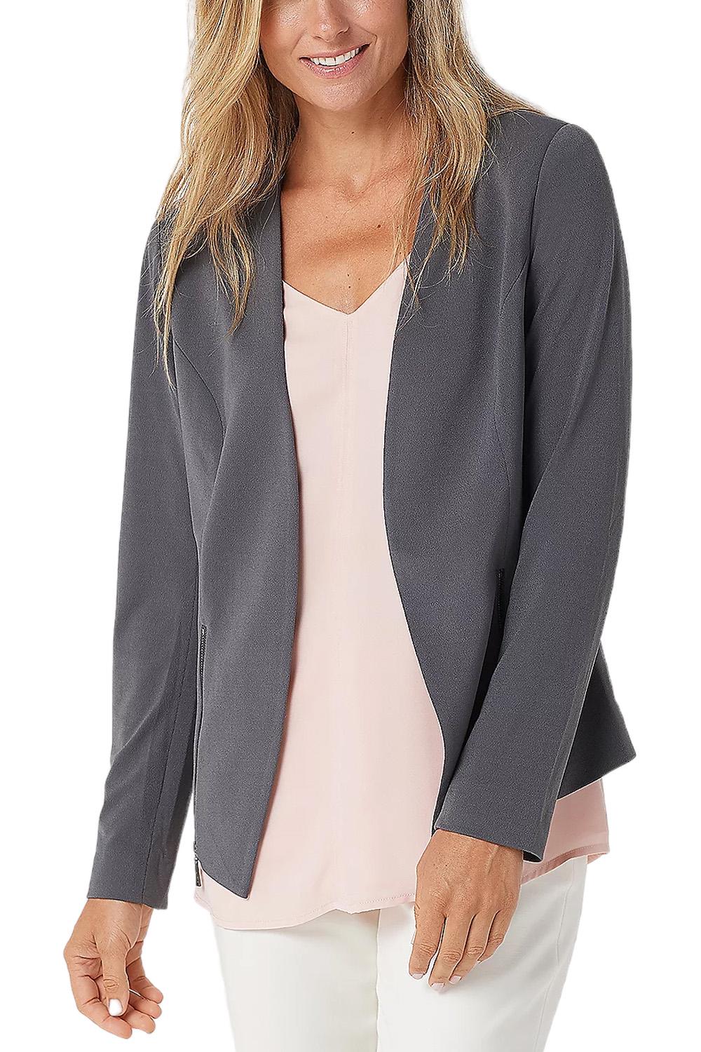 Belle by Kim Gravel Blazer with Hip Zippers Graphite | Jender