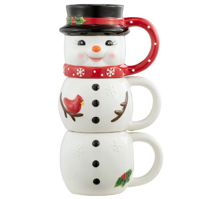 Muzas apilado festivo muñeco de nieve Mr. Christmas de 12 oz - conjunto de 3 - Imagen 2 de 2