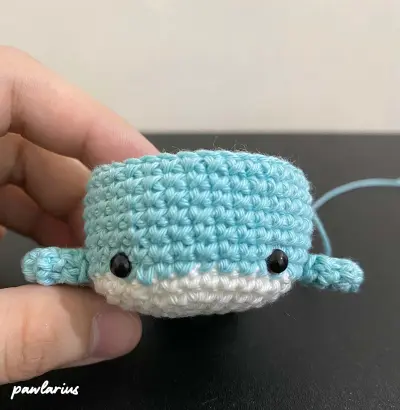 Whale Orca Amigurumi Image - Eyes and side fins to the body