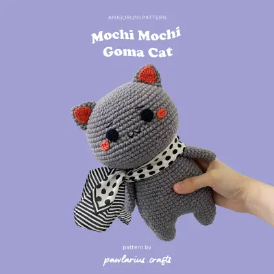 Peach and Goma Mochi Cat Amigurumi Image - Goma Cat