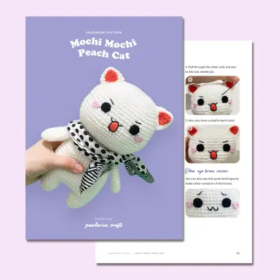 Peach and Goma Mochi Cat Amigurumi Image - Pattern Preview