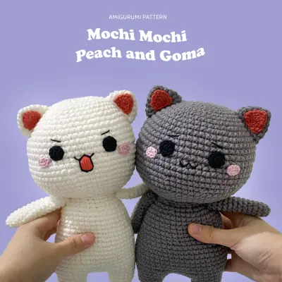 Peach and Goma Mochi Cat Amigurumi Image - Peach & Goma Cat