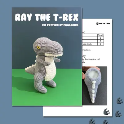 Ray the T-Rex Amigurumi Image - Pattern Preview